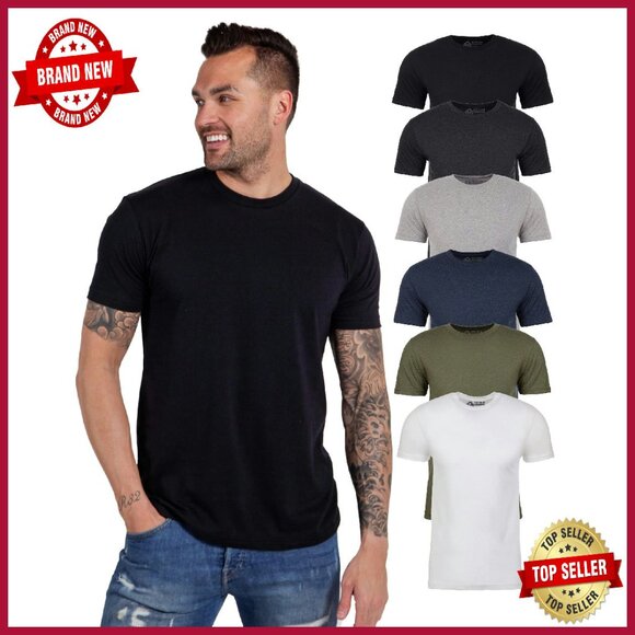Men's Athletic Fit Cotton Blend Crew Neck Tee Sizes S-4XL